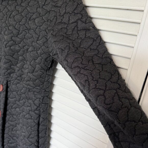 Vintage Dark Iron Gray Textured Button-down Long Trench Coat - Picture 9 of 14